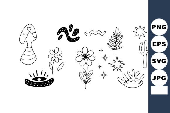 Abstract Hand Drawn Floral and Nature El