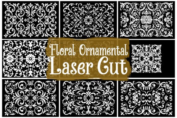 Decorative Floral Pattern Laser Cut Graphics and Illustrations