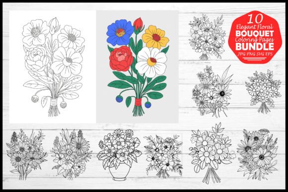 Elegant Floral Bouquet Coloring Pages Graphics and Illustrations Review