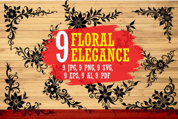 Elegant Floral Corners Borders Bund Graphics & Illustrations
