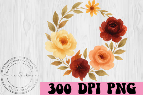 Fall Colors Floral Wreath Graphics and Illustrations Review