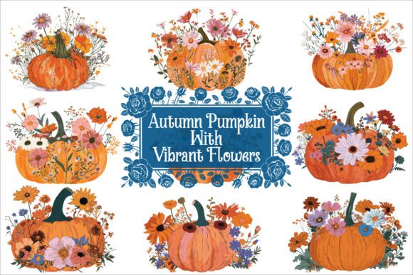 Fall Pumpkin Floral Design Set: Graphics and Illustrations for Branding