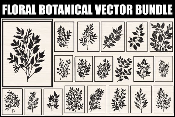 Floral Botanical Leaf Silhouette Bundle for Graphics and Illustrations