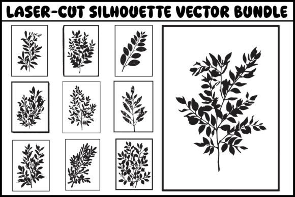 Floral Branch Laser Cut Silhouette Vecto Graphics and Illustrations Review