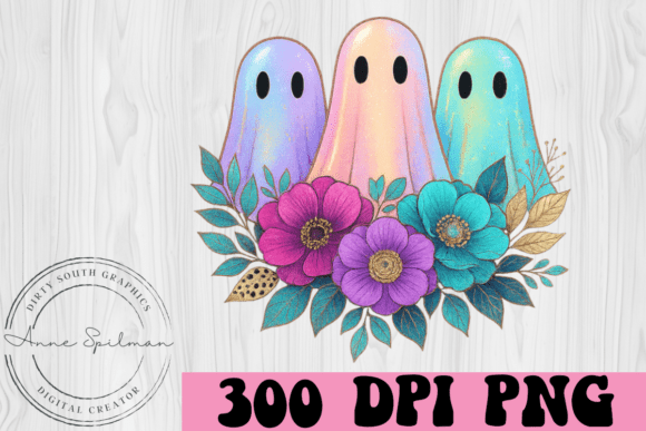 Floral Iridescent Ghosts Scene Image Graphics and Illustrations