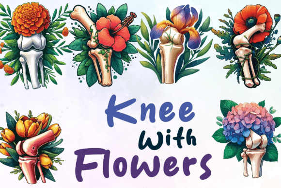 Floral Knee Watercolor Clipart Orthopedy Graphics and Illustrations