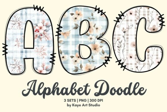 Floral Pattern Alphabet Doodle Clipart Graphics and Illustrations Review