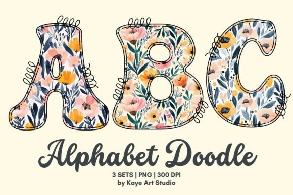 Floral Print Alphabet Clipart PNG Graphics and Illustrations