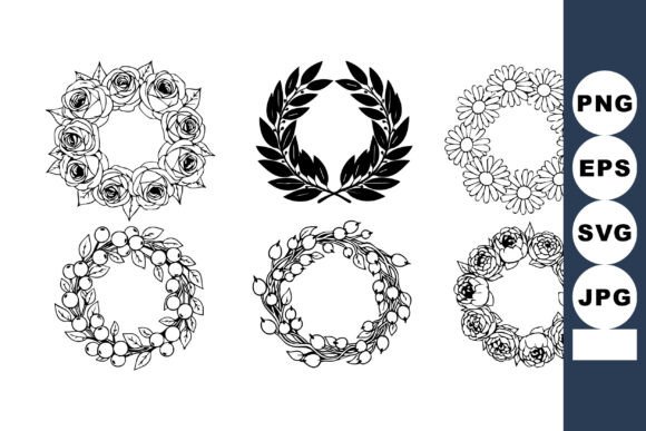 Floral Wreath Collection with Rose and L Graphics and Illustrations