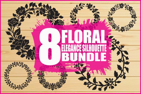 Floral Wreath Silhouette Bundle: Graphics and Illustrations for Digital Sellers