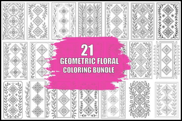 Geometric Floral Coloring Page Set