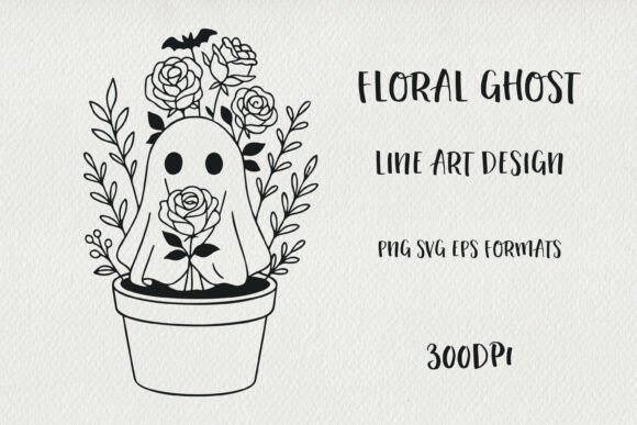 Hand-drawn Floral Ghost Illustration: Graphics and Illustrations for Branding