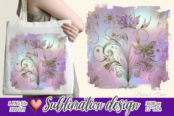 Lilac Floral Pearl Sublimation Design Graphics and Illustrations