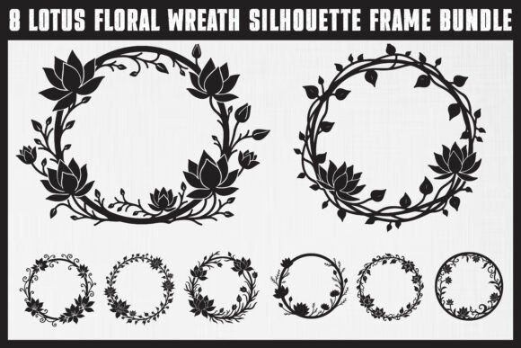 Lotus Floral Wreath Bundle Graphics and Illustrations Review