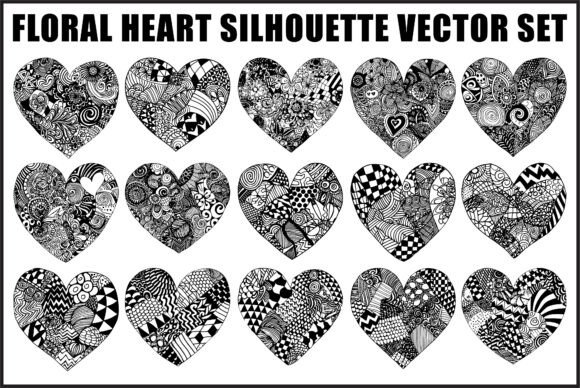 Romantic Floral Heart SVG Bundle Graphics and Illustrations