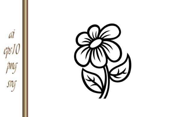 Stencil Flower Leaf Icon Cartoon Floral Graphics and Illustrations