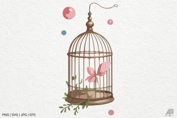 Vintage Floral Birdcage Clipart SVG PNG Graphics and Illustrations Review